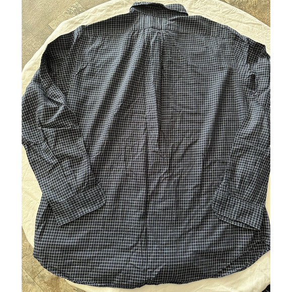 Ralph Lauren Classic Fit XL Button Up Check Navy Blue Light BluePony Long Sleeve - Picture 10 of 11
